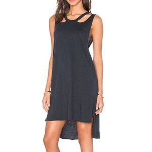 LNA Aura Dress Mini T-shirt Cut Out Hi Low Asymmetric Hem Cotton Grey Size XS/S
